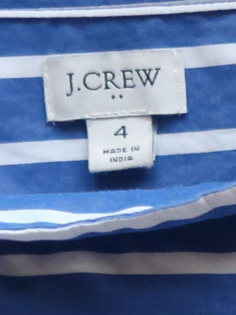 J. Crew Blue White Striped Cotton Blouse Top Button Shoulder High Low Hem 4